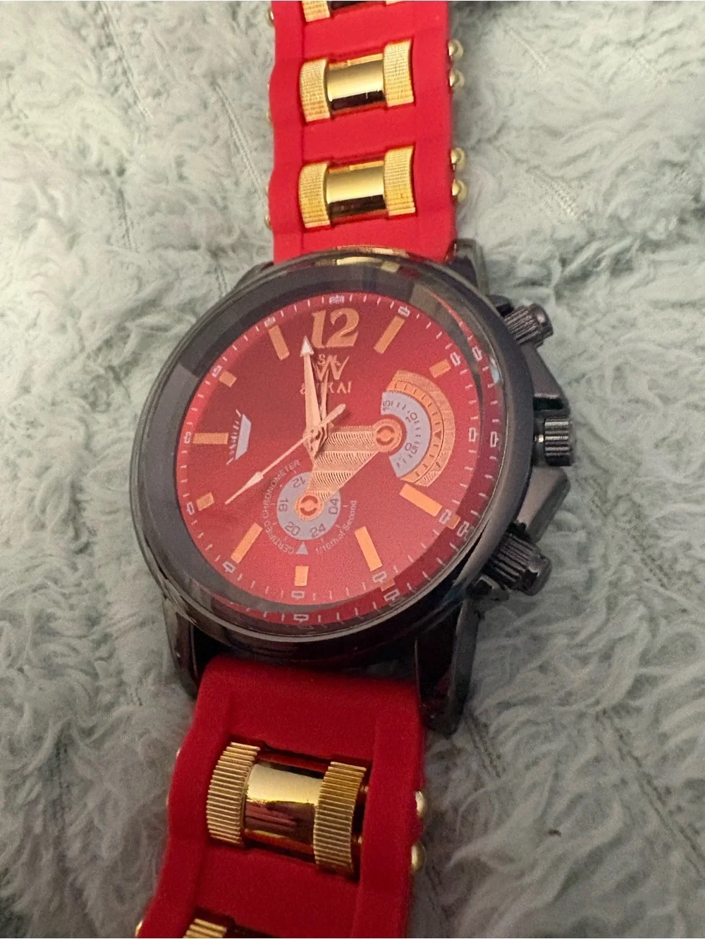 New- classic Red Sport Watch with Gold Accents Christmas perfect gift